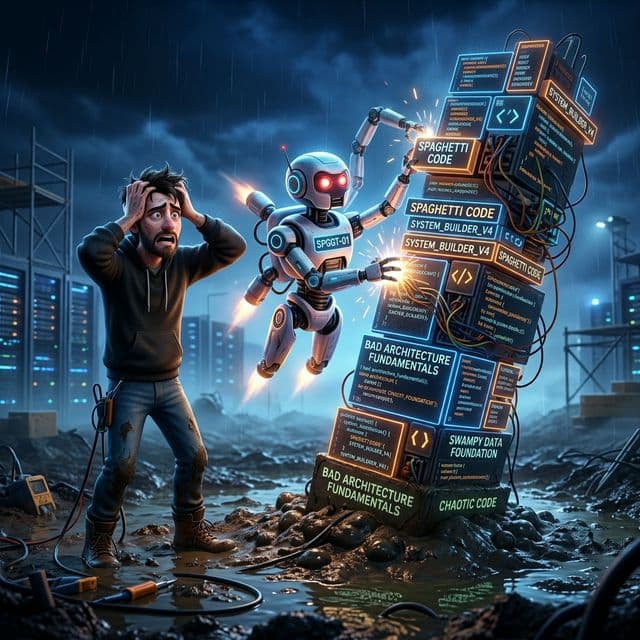 KI baut rasend schnell einen Spaghetti-Code Turm auf Treibsand
